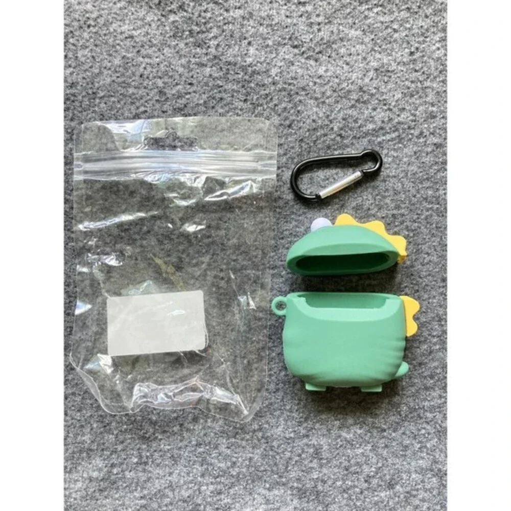 Green Silicone Case for AirPods 1 2 Bluetooth‎ Headset Charging dinosaur new